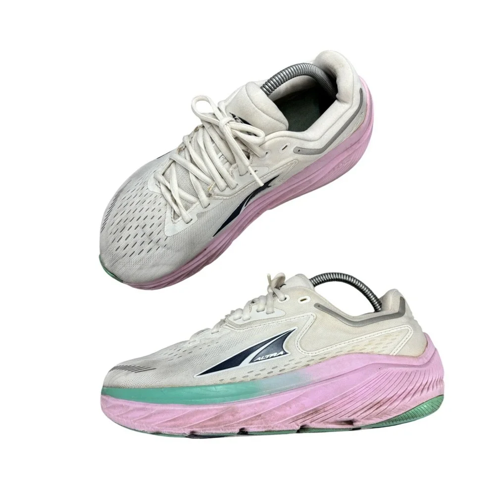 Altra Via Olympus Shoes White Pink Green Mesh Cushion Running Sneakers Size 9.5